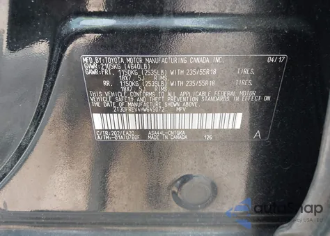 2017 Toyota Rav4 Limited from USA, damaged, VIN 2T3DFREV4HW645072